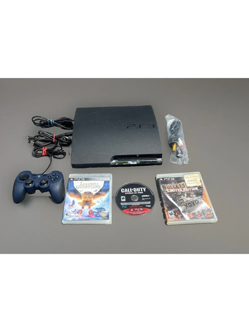 Sony PS3 Slim Console CECH-2501B Black w/ Logitech Wired Duel Shock Controller